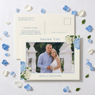 Postal Flores de Hortensias Azules y Jardín de Rosas Agra