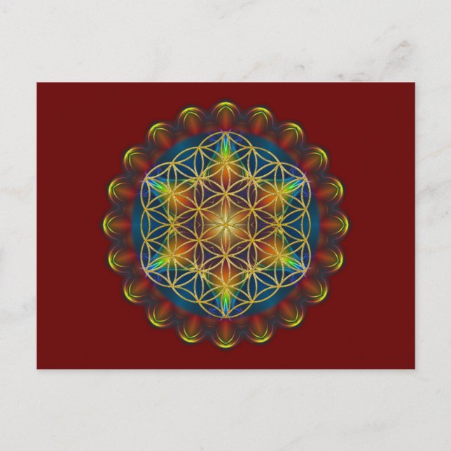 Postal FLORES DE LA VIDA / Blume des Lebens - Mandala III (Anverso)