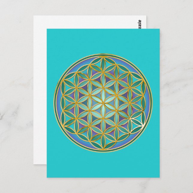 Postal FLORES DE LA VIDA - Diseño de Geometrias Sagradas  (Anverso / Reverso)