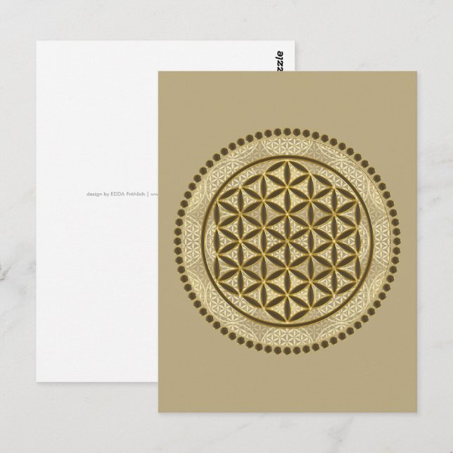 Postal FLORES DE LA VIDA - Símbolo de geometría sagrada A (Anverso / Reverso)