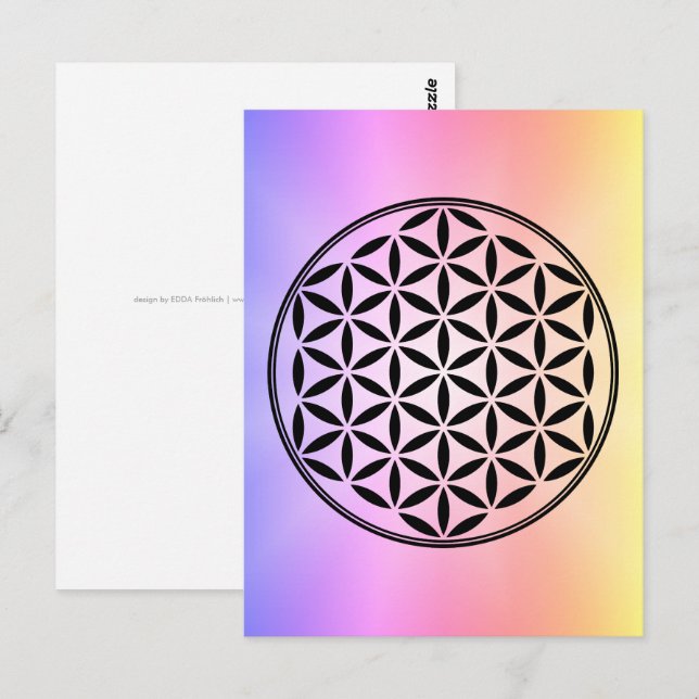 Postal FLORES DE LA VIDA - Símbolo sagrado de geometría c (Anverso / Reverso)