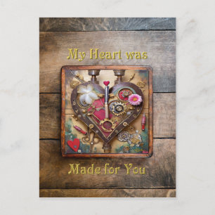 Postal Flores de lápiz labial Corazón Steampunk Series