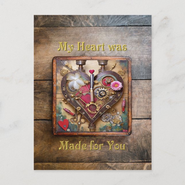 Postal Flores de lápiz labial Corazón Steampunk Series (Anverso)