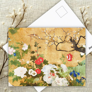 Postal Flores de las cuatro estaciones, Saito Ippo, arte 