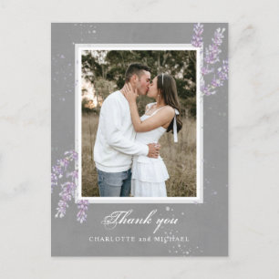 Postal Flores de lavanda acuarela boda gracias foto