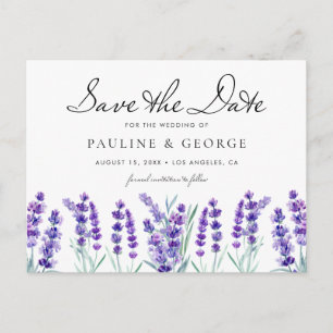 Postal Flores de lavanda acuarela Guardar la fecha