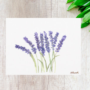 Postal Flores de lavanda acuarela Morado Floral rústico