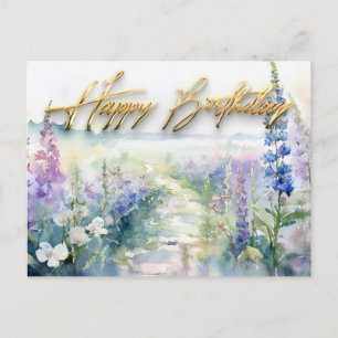 Postal Flores de lavanda silvestre Feliz cumpleaños