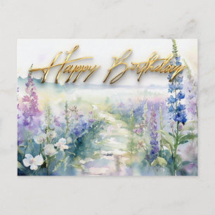 Postal Flores de lavanda silvestre Feliz cumpleaños