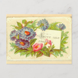 Postal Flores de libro de texto victoriano "Amen a los de