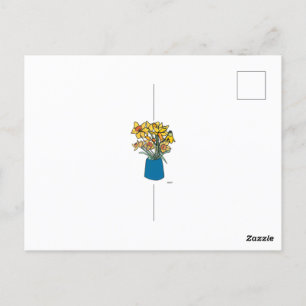 Postal Flores de línea continua en jarrón