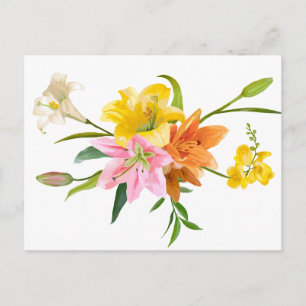 Postal Flores de lirio acuarela Hola, Gracias