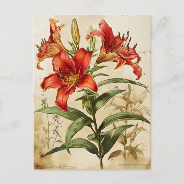 Postal Flores de lirio Elegancia eterna (Anverso)