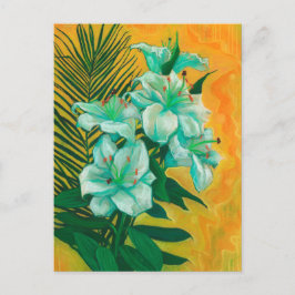 Postal Flores de lirio hoja de palma, pintura artística f