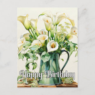 Postal Flores de Lirios de Calla Frescos Recogidos