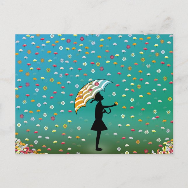 Postal Flores de lluvia de PawPapaya (Anverso)