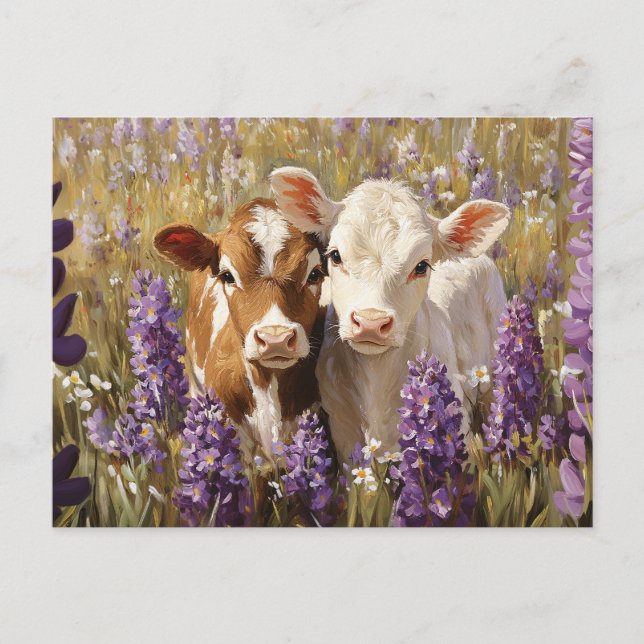 Postal Flores de Lupine de vaca lechera (Anverso)