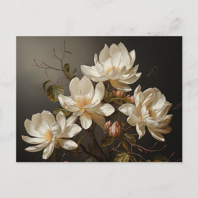 Postal Flores de magnolia blanca (Anverso)