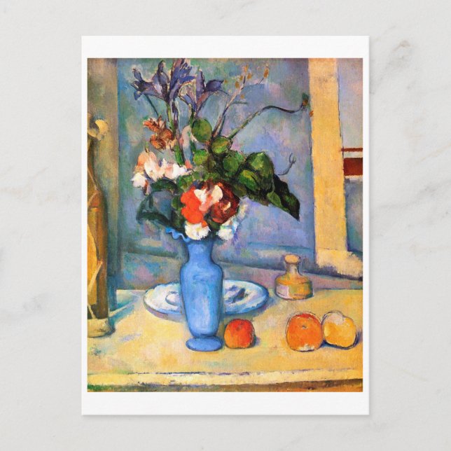 Postal Flores de malla azul, Paul Cezanne (Anverso)