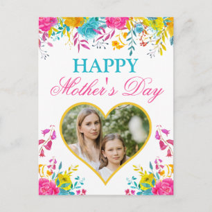 Postal Flores de manantial acuarela y Día de la Madre Cor