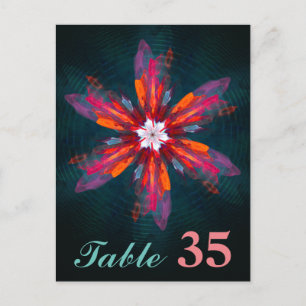 Postal Flores de Mandala Floral Naranja Rojo Azul Abstrac