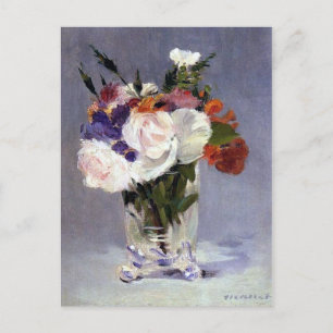 Postal Flores de manet de sédula en una bolsa de cristal