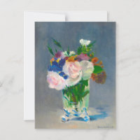 Flores de manet en una maleta de cristal