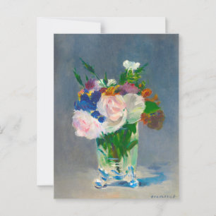 Postal Flores de manet en una maleta de cristal