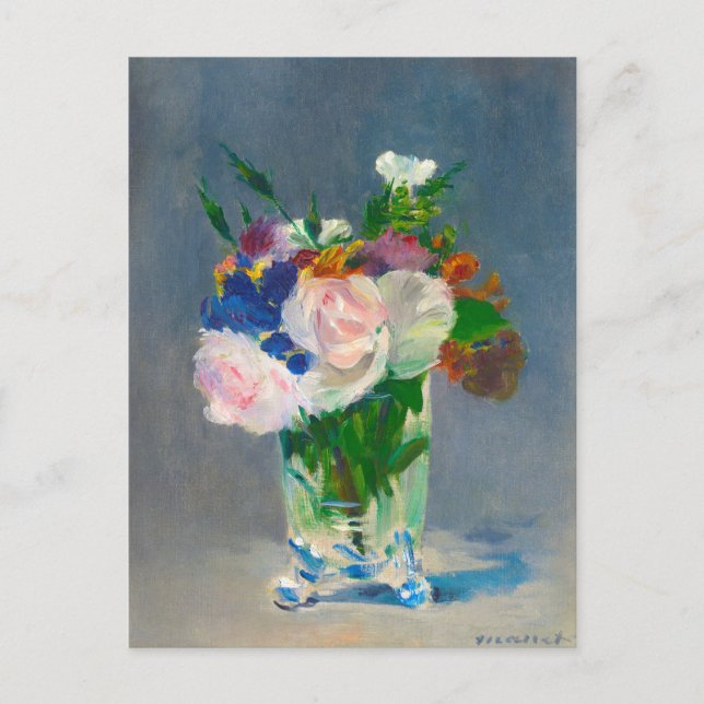 Postal Flores de manet en una maleta de cristal (Anverso)