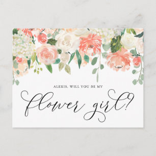 Postal Flores de marfil y melocotón serás mi chica flor