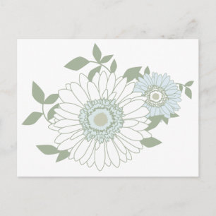 Postal Flores de margarita azules blancas Floral Hola Amo