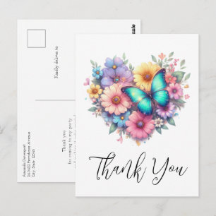 Postal Flores de margarita con una hermosa mariposa Graci