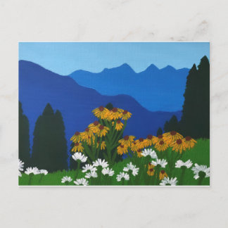 Postal Flores de montaña amarillas y blancas