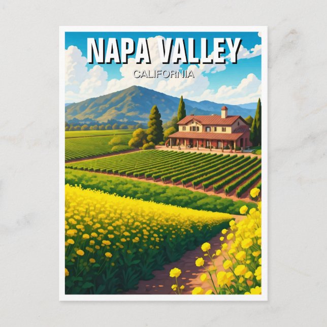 Postal Flores de mostaza de Napa Valley California (Anverso)