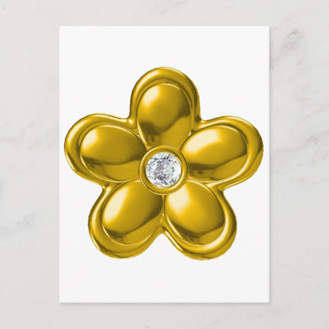 POSTAL FLORES DE ORO CON DIAMANTE (Anverso)