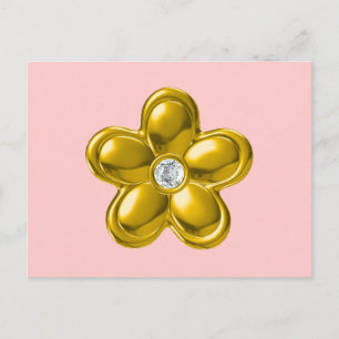 POSTAL FLORES DE ORO CON DIAMANTE