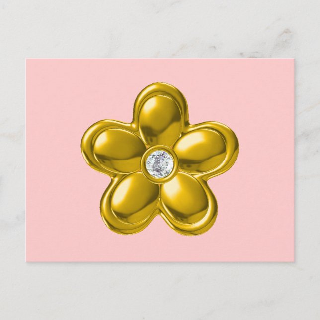 POSTAL FLORES DE ORO CON DIAMANTE (Anverso)