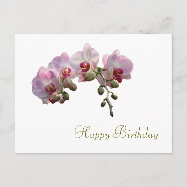 Postal flores de orquídea rosa bonito feliz cumpleaños (Anverso)