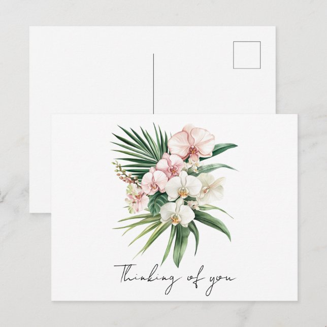 Postal Flores de orquídea rosa tropical (Anverso / Reverso)