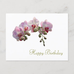 Postal flores de orquídea rosadas bonitas feliz cumpleaño
