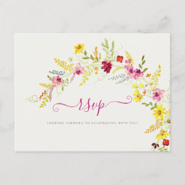 Postal Flores de orquídeas violetas rosadas salvajes Boda