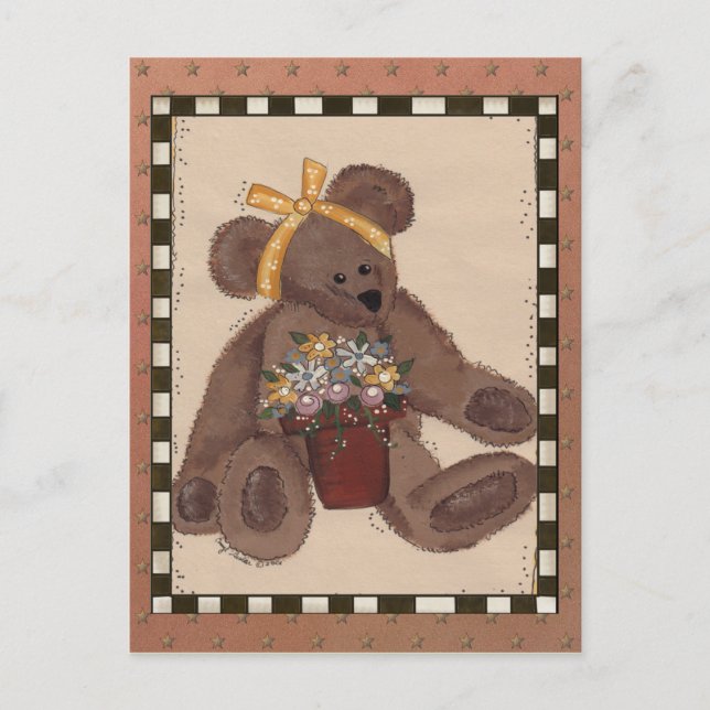 Postal Flores De Oso De Teddy (Anverso)