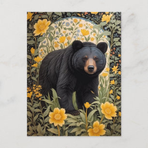 Postal Flores De Oso Negro Y Mariposa Amarilla