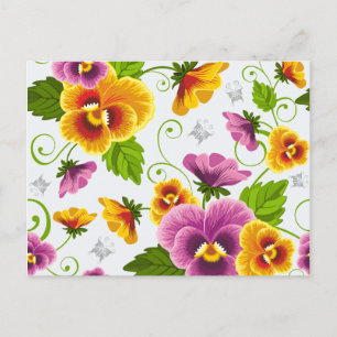 Postal Flores de pansy vívidas