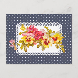 Postal Flores de paro vintage y Doily Delicada