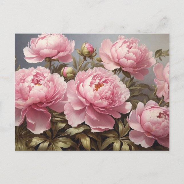 Postal Flores de peones florecientes (Anverso)