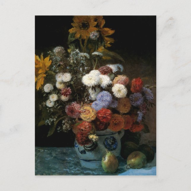 Postal Flores de Pierre-Auguste Renoir en una vasa (1869) (Anverso)