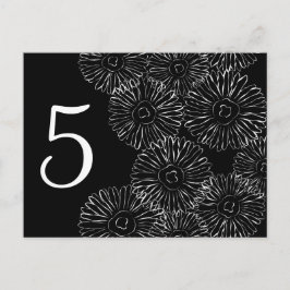 Postal Flores de primavera abstractas en blanco y negro