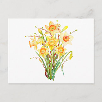 Postal Flores de primavera acuarela