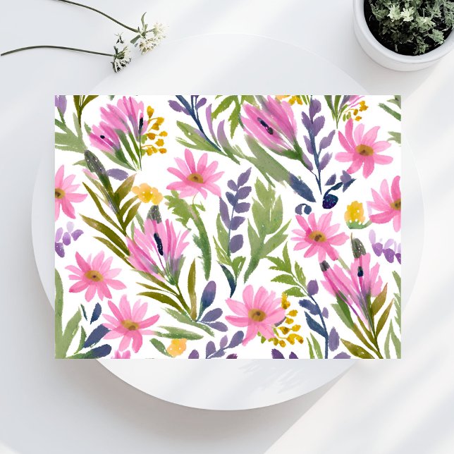 Postal Flores de Primavera | Acuarela Floral Pastel Preci (Subido por el creador)